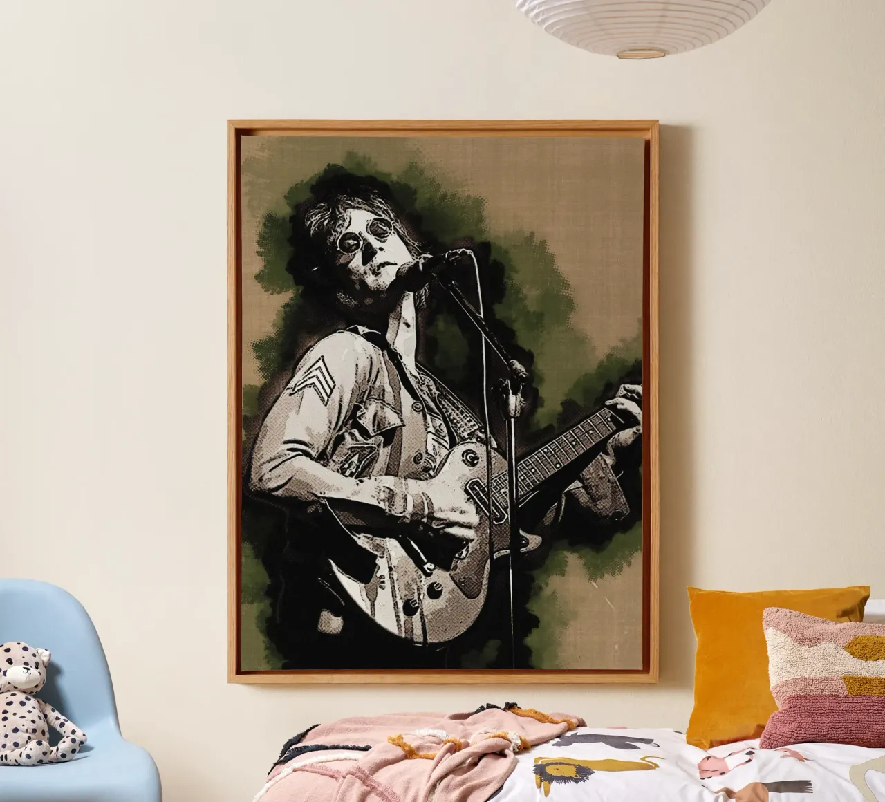 Manchar a John Lennon lienzo con Marco flotante de Gunawan Rb