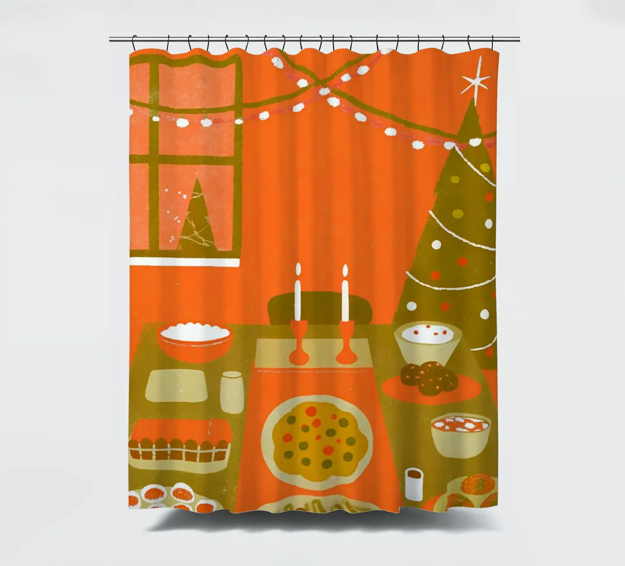 Fröhliche Weihnachten Retro Pop Duschvorhang von THE LATEST SHOP