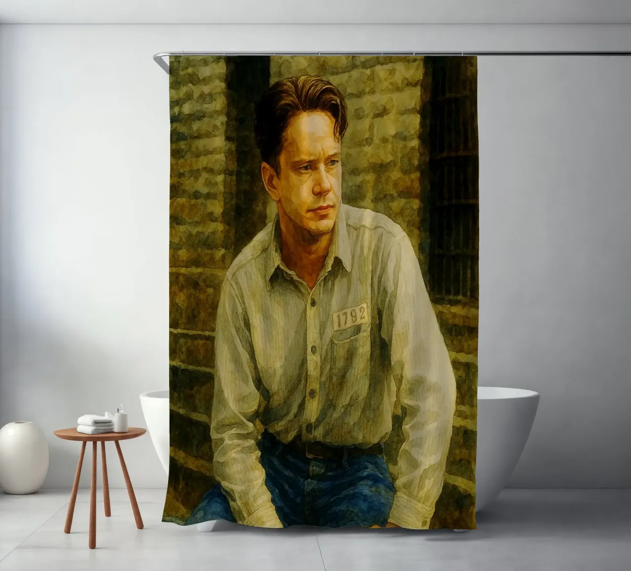 Andy Dufresne - Shawshank Redemption Gemälde Imagination Duschvorhang von MOKAIYA