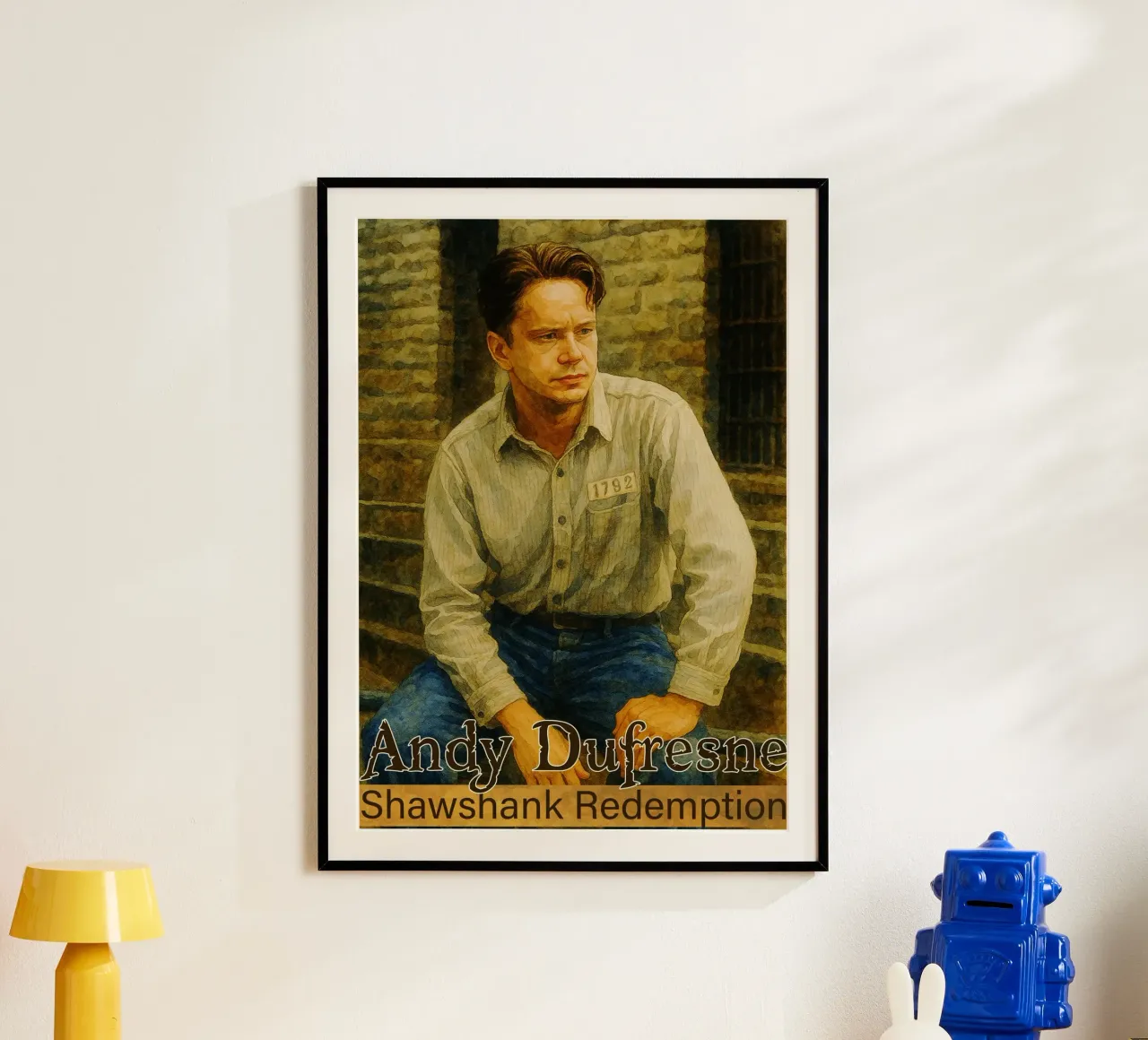 Andy Dufresne - Shawshank Redemption Gemälde Imagination Poster mit Aluminium Rahmen von MOKAIYA