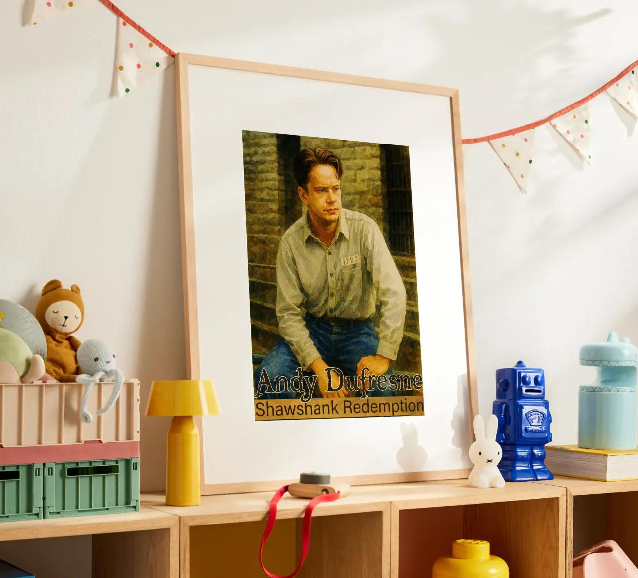 Andy Dufresne - Shawshank Redemption Gemälde Imagination Poster mit Aluminium Rahmen von MOKAIYA