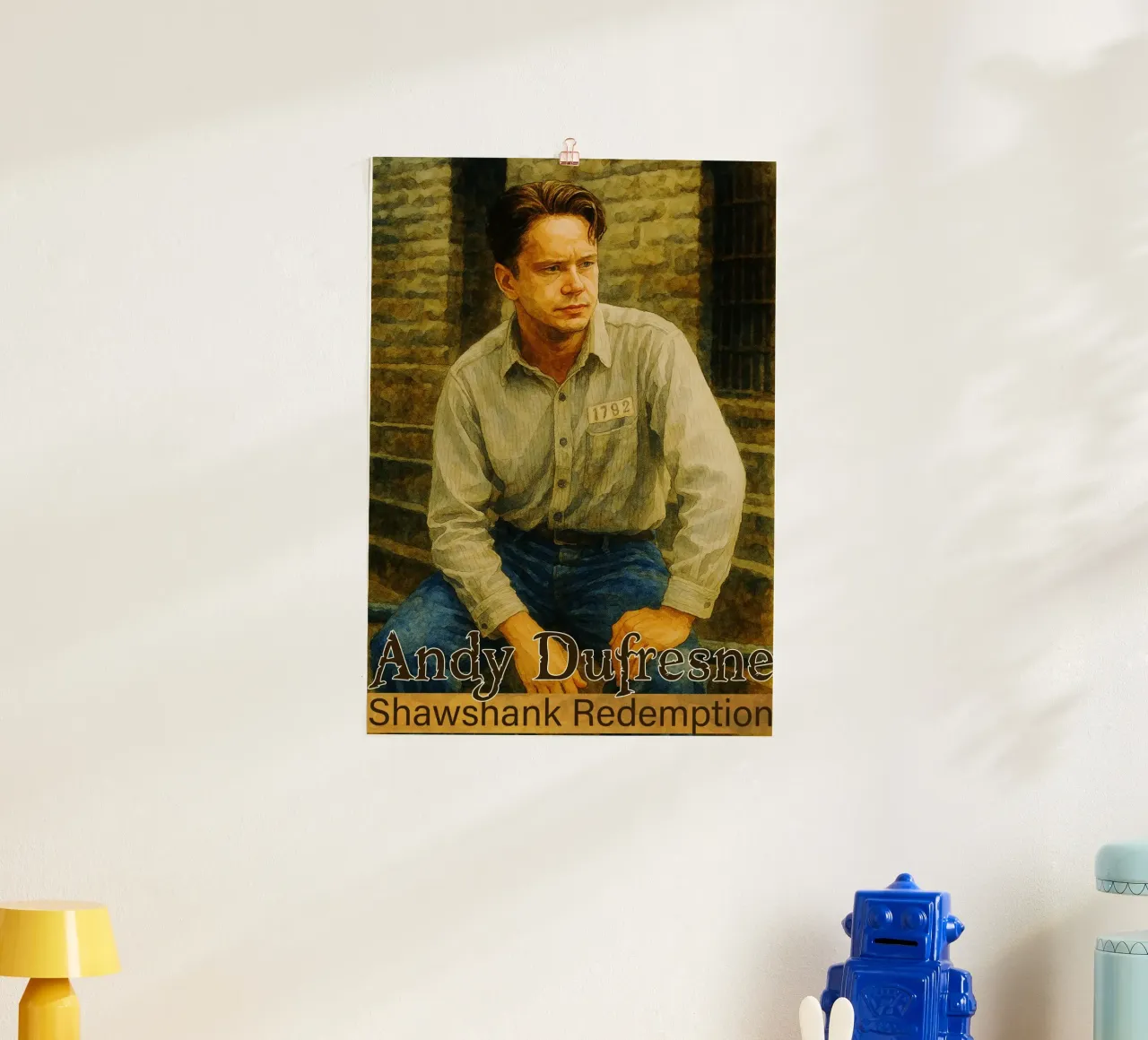 Andy Dufresne - Shawshank Redemption Gemälde Imagination Poster mit Aluminium Rahmen von MOKAIYA