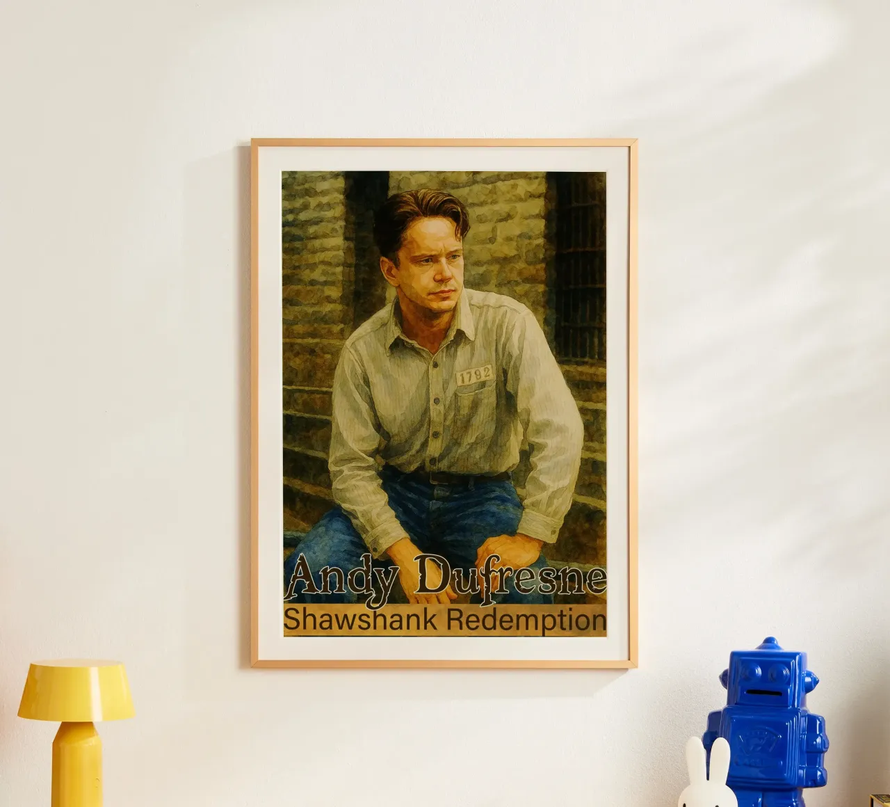 Andy Dufresne - Shawshank Redemption Gemälde Imagination Poster mit Aluminium Rahmen von MOKAIYA
