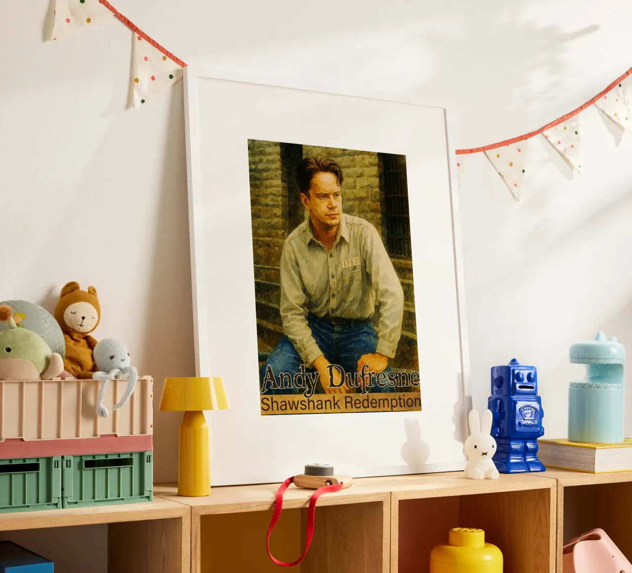Andy Dufresne - Shawshank Redemption Gemälde Imagination Poster mit Aluminium Rahmen von MOKAIYA