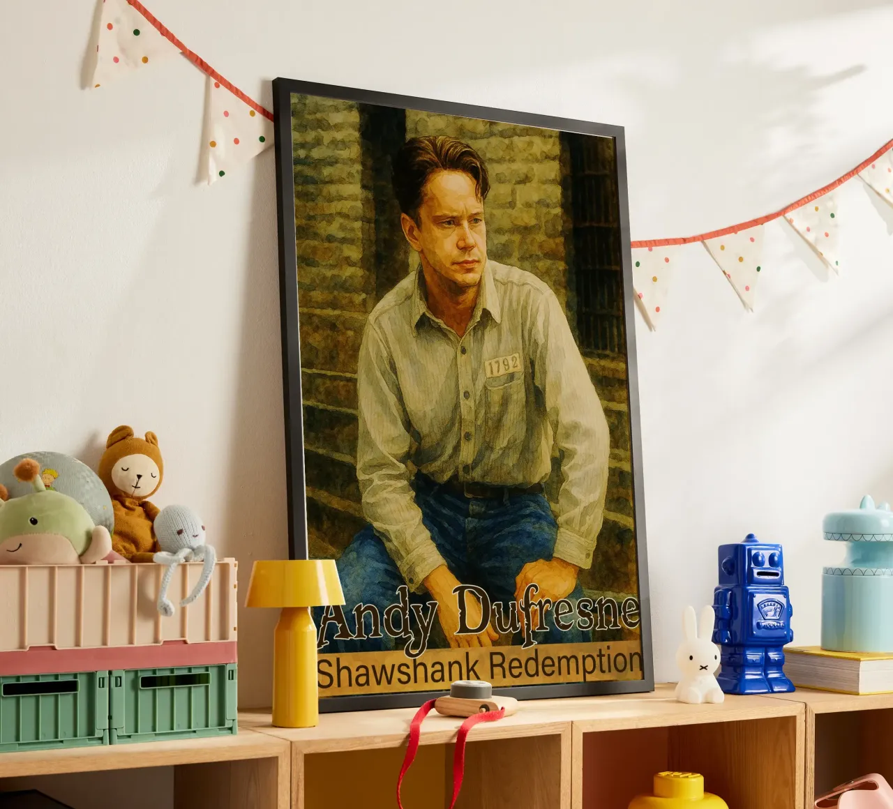 Andy Dufresne - Shawshank Redemption Gemälde Imagination Poster mit Aluminium Rahmen von MOKAIYA
