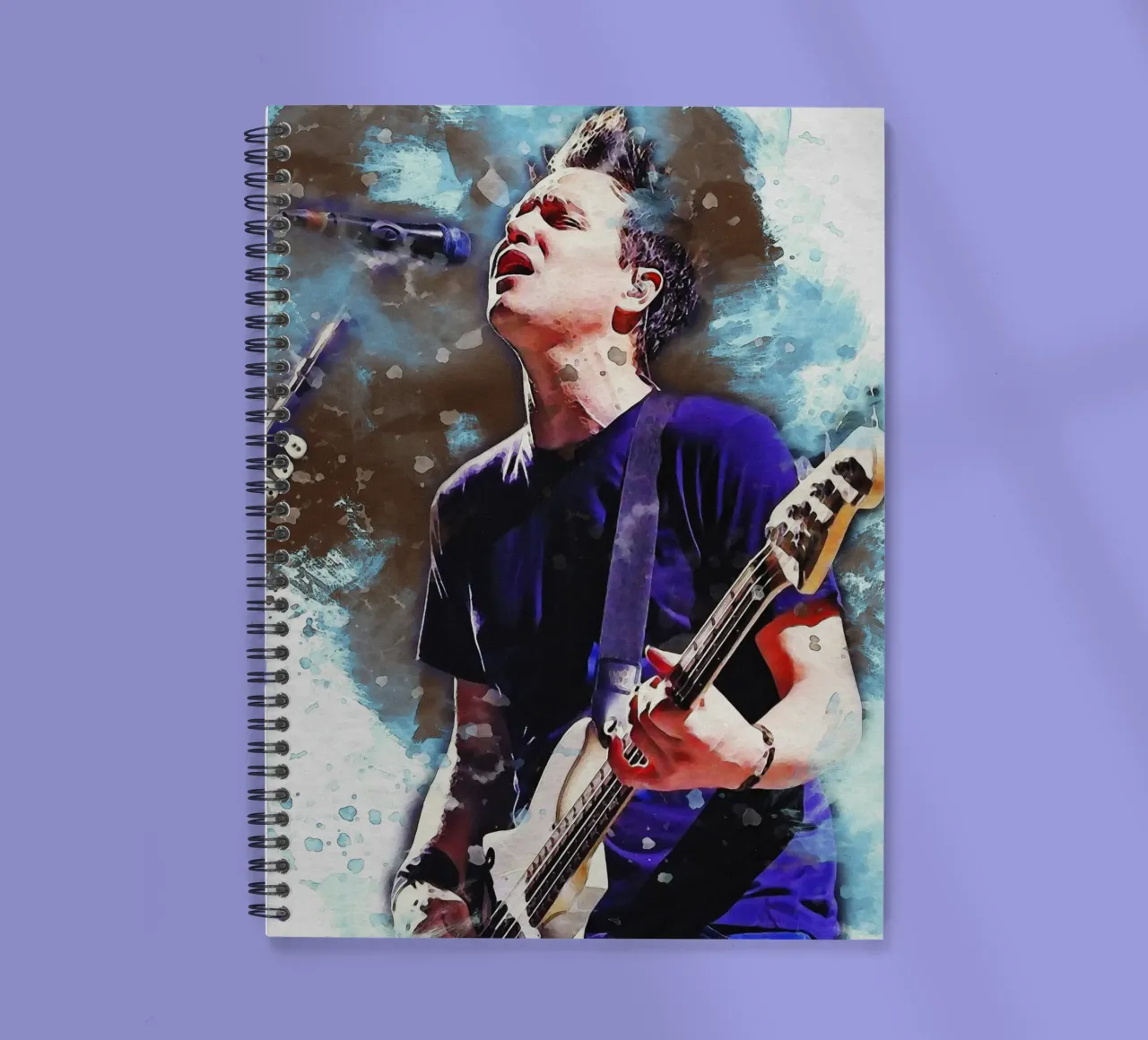 Smudge Mark Hoppus of Blink-182 spiral notebook by Gunawan Rb