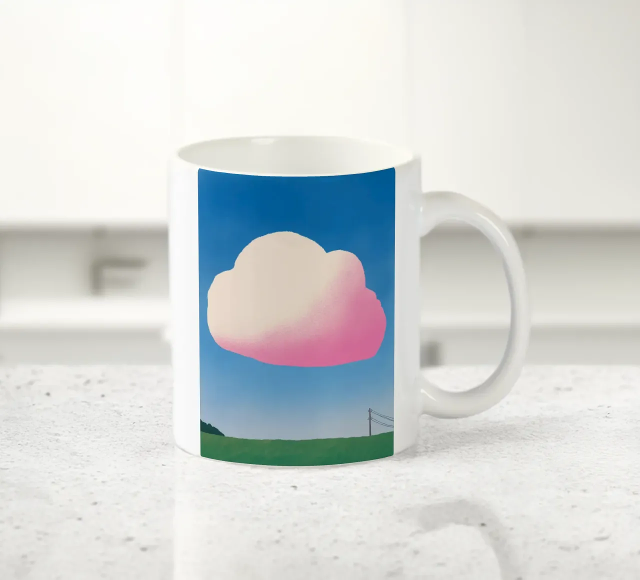 Pink gradient cloud ceramic mug by Little Dean