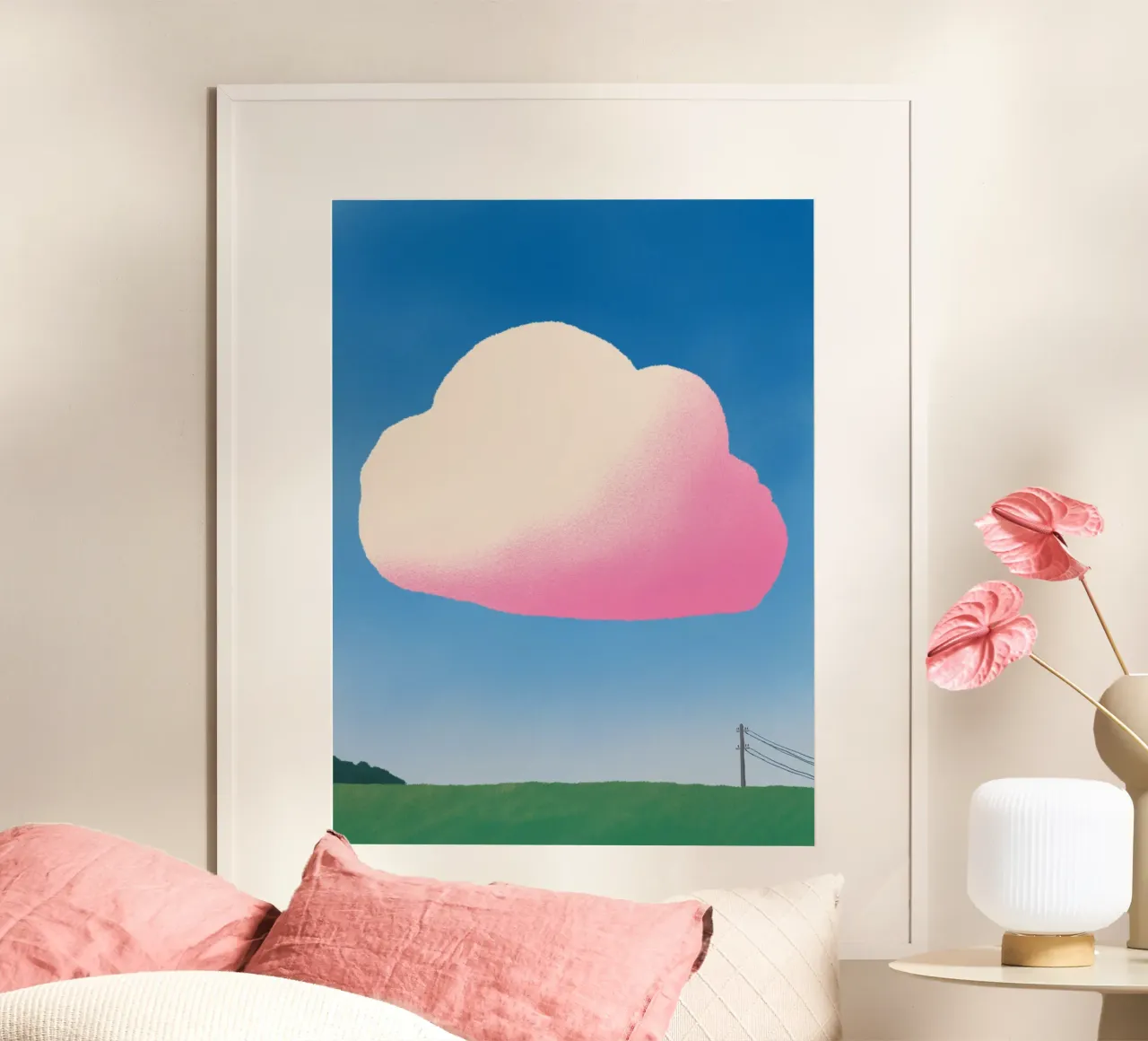 Pink gradient cloud poster by Little Dean