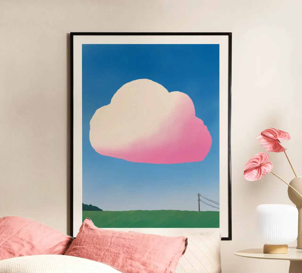 Pink gradient cloud poster by Little Dean