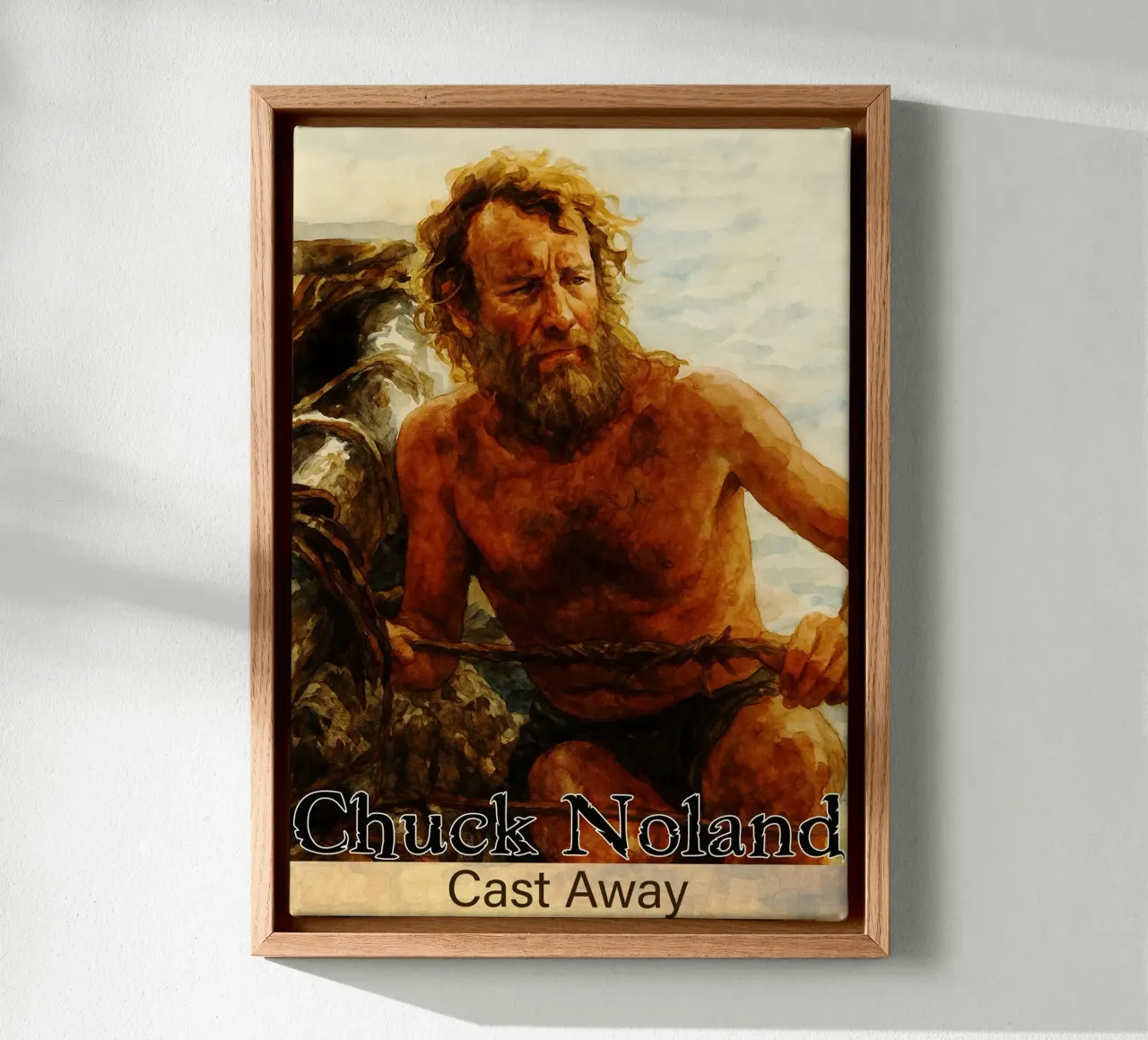 Chuck Noland - Pittura Cast Away Ridisegnare l'immaginazione tela con Cornice a cassetta da MOKAIYA