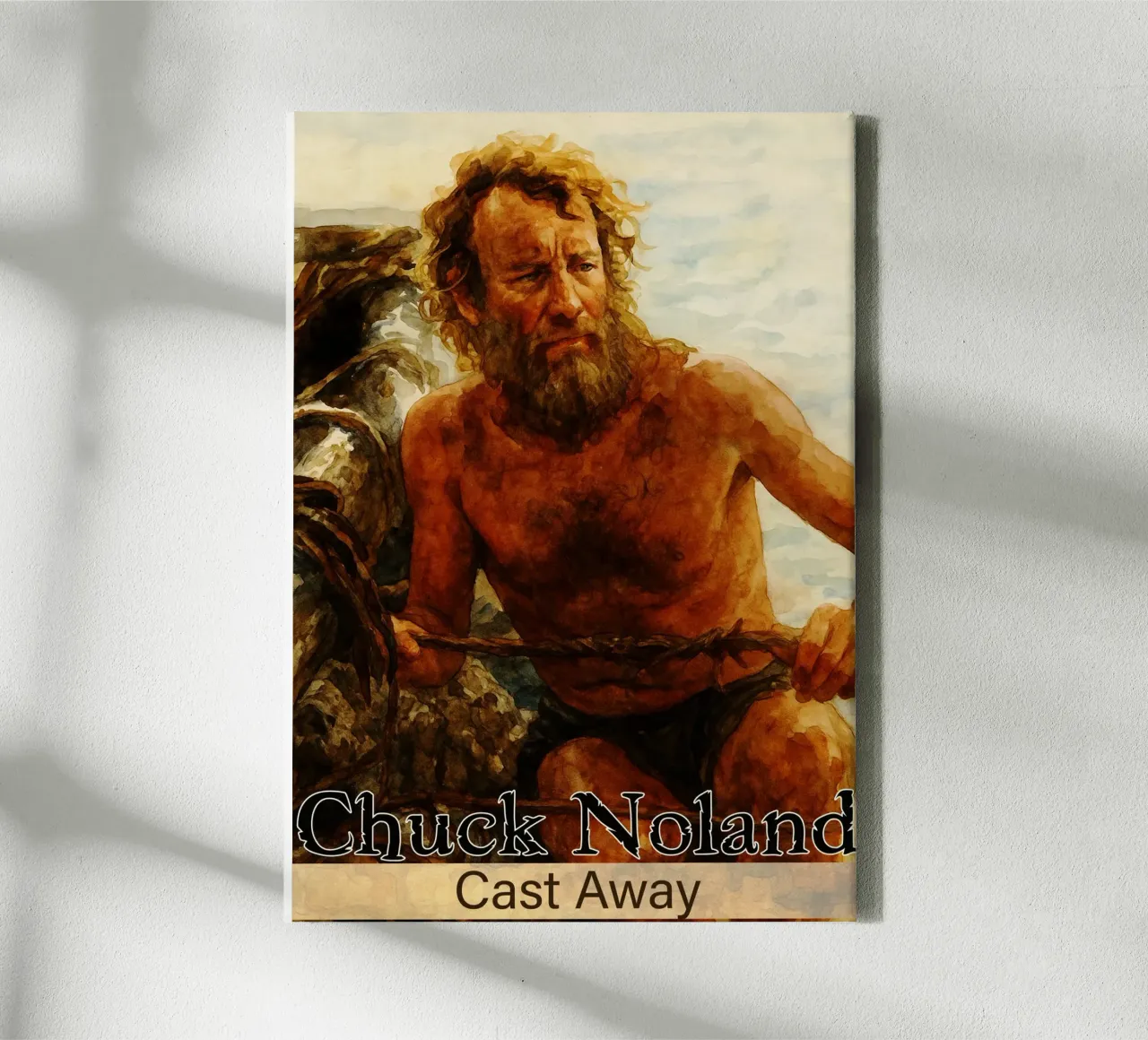 Chuck Noland - Pittura Cast Away Ridisegnare l'immaginazione tela con Cornice a cassetta da MOKAIYA