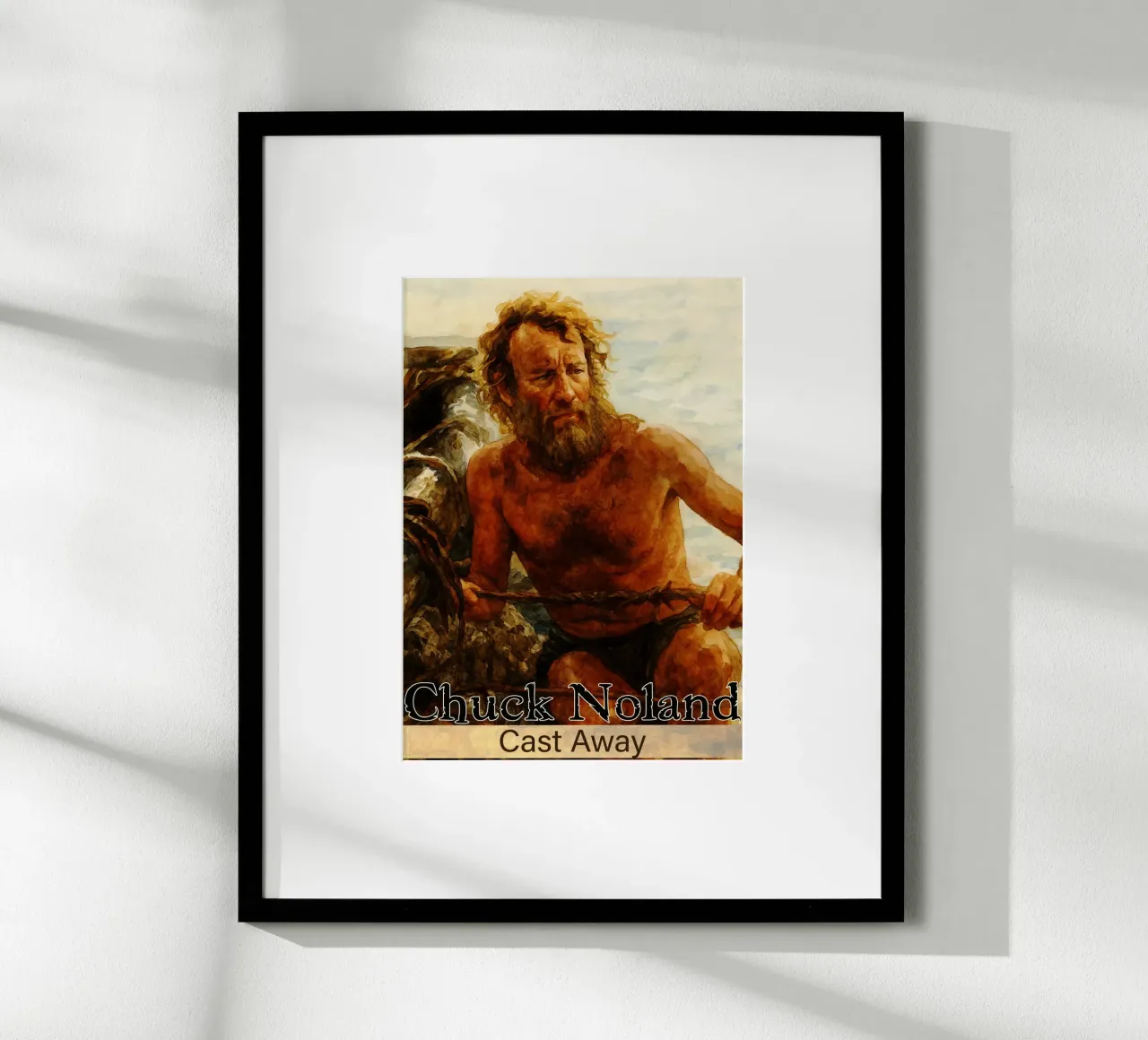 Chuck Noland - Pittura Cast Away Ridisegnare l'immaginazione poster con telaio in legno da MOKAIYA