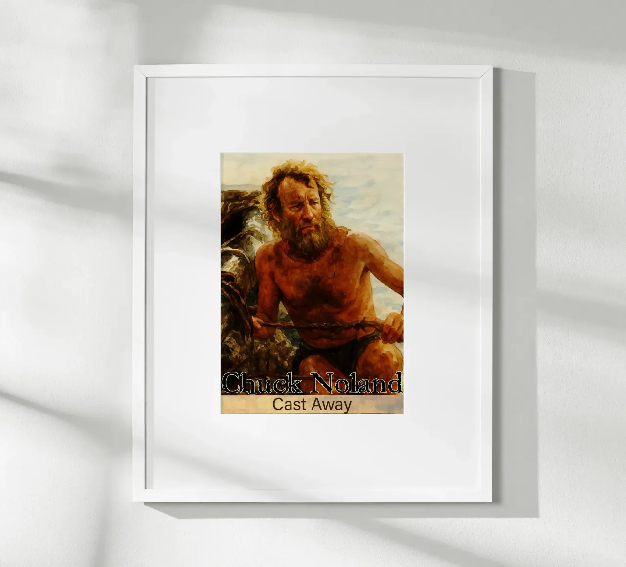 Chuck Noland - Pittura Cast Away Ridisegnare l'immaginazione poster con telaio in legno da MOKAIYA