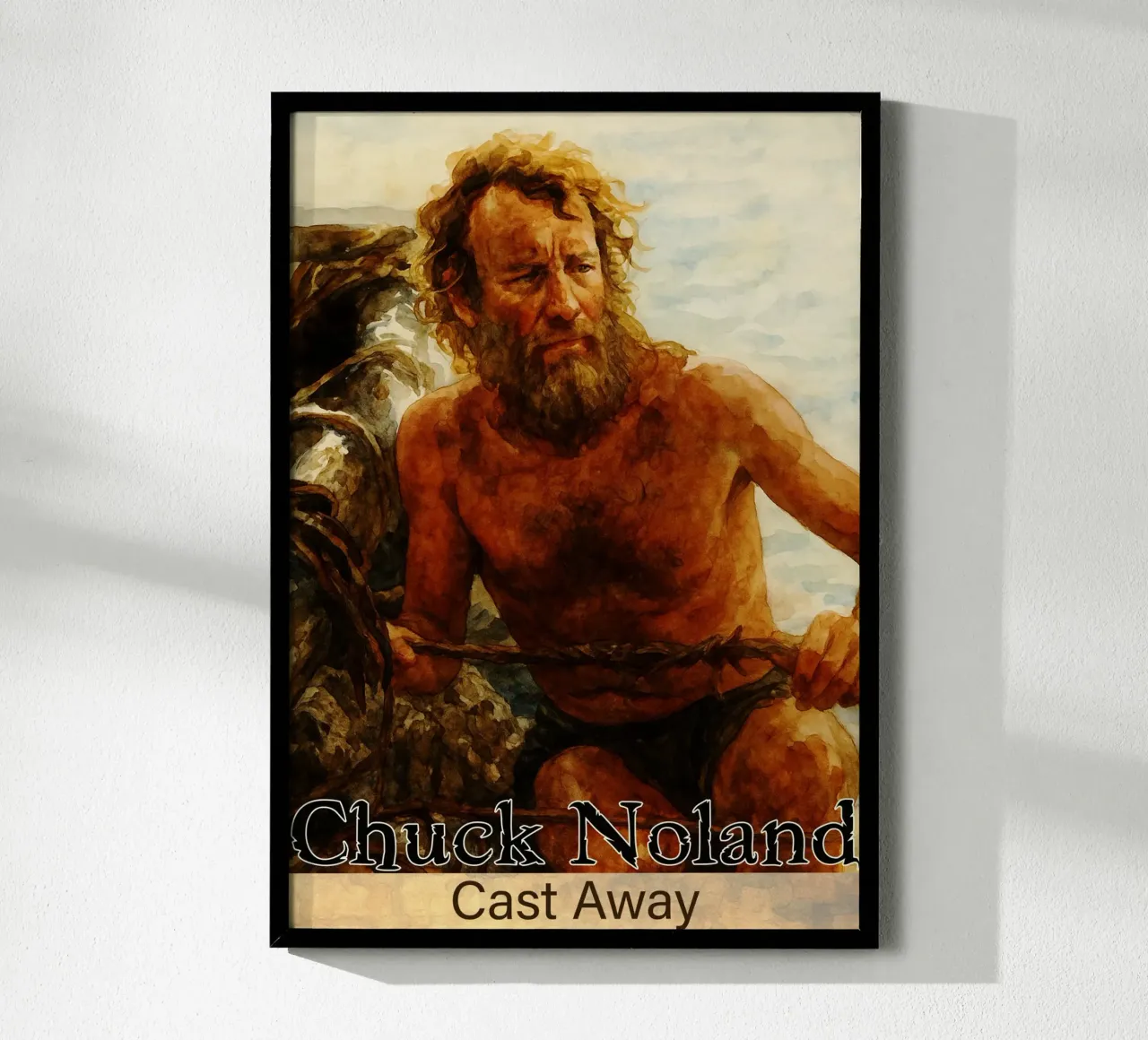 Chuck Noland - Pittura Cast Away Ridisegnare l'immaginazione poster con telaio in legno da MOKAIYA