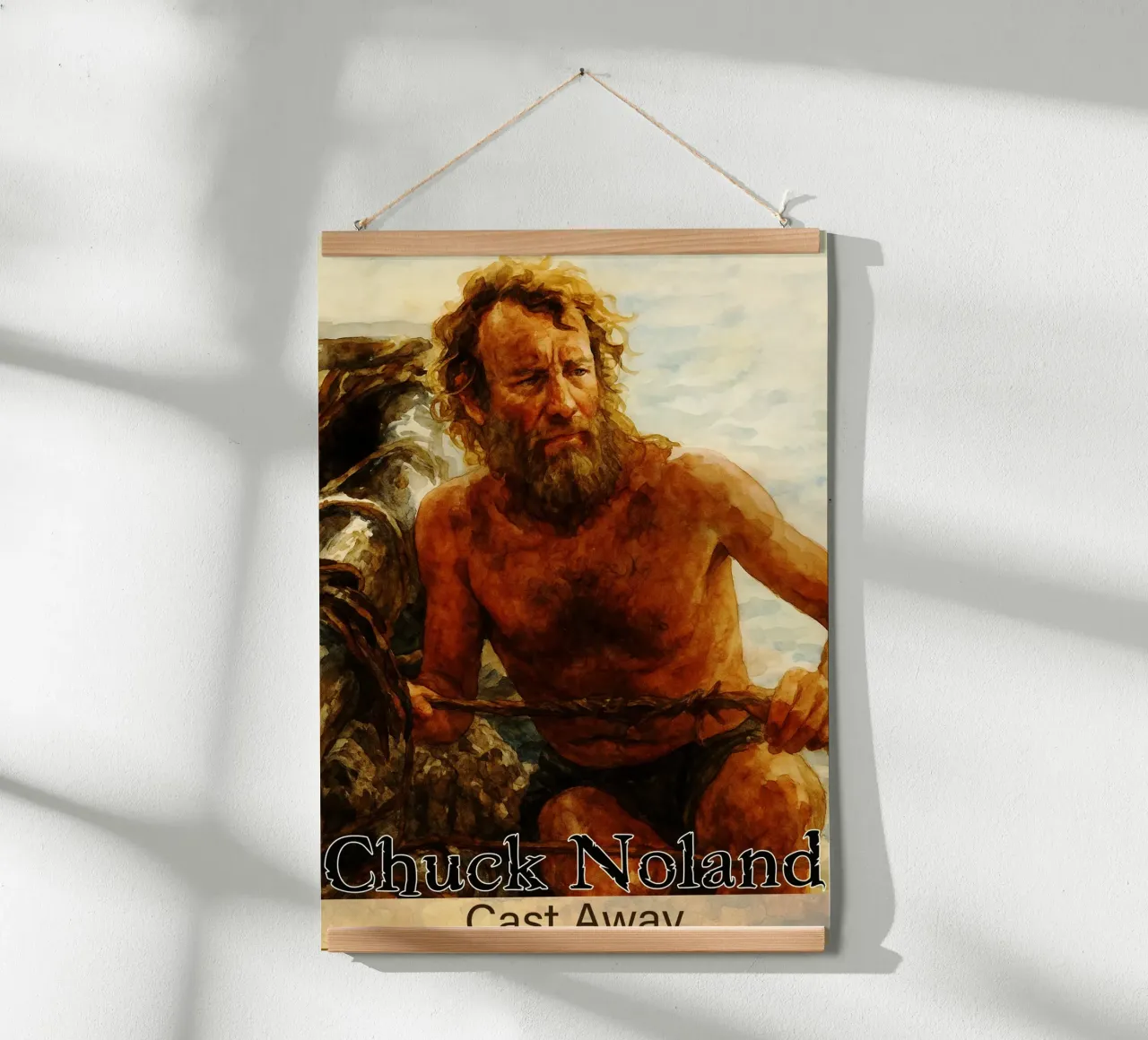 Chuck Noland - Pittura Cast Away Ridisegnare l'immaginazione poster con telaio in legno da MOKAIYA