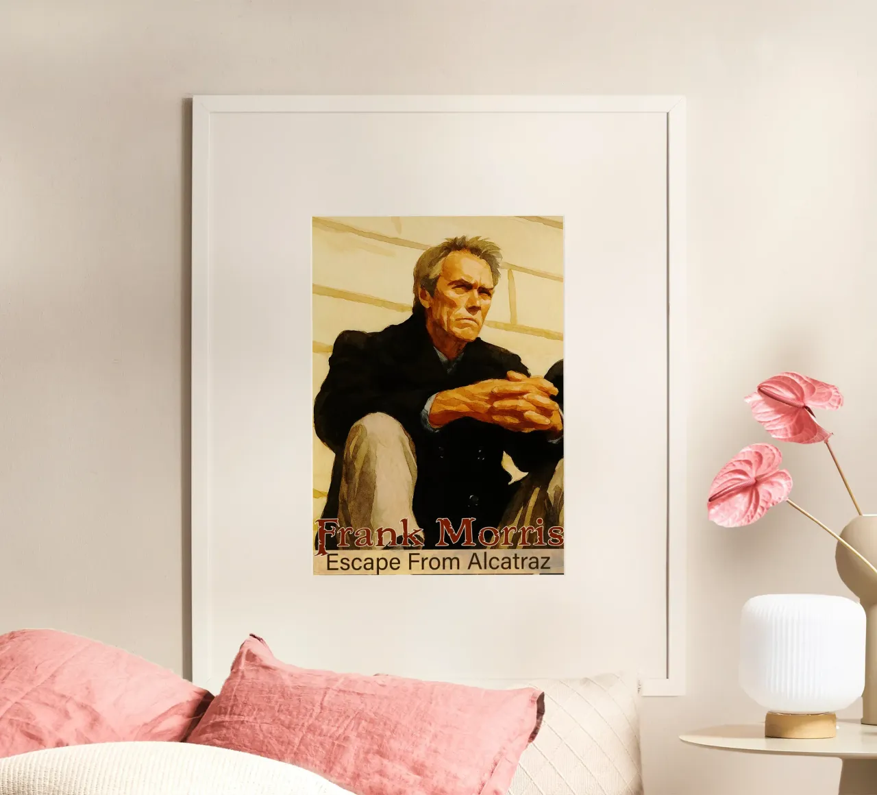 Frank Morris - Flucht aus Alcatraz Gemälde Imagination Poster mit Kunststoffrahmen von MOKAIYA