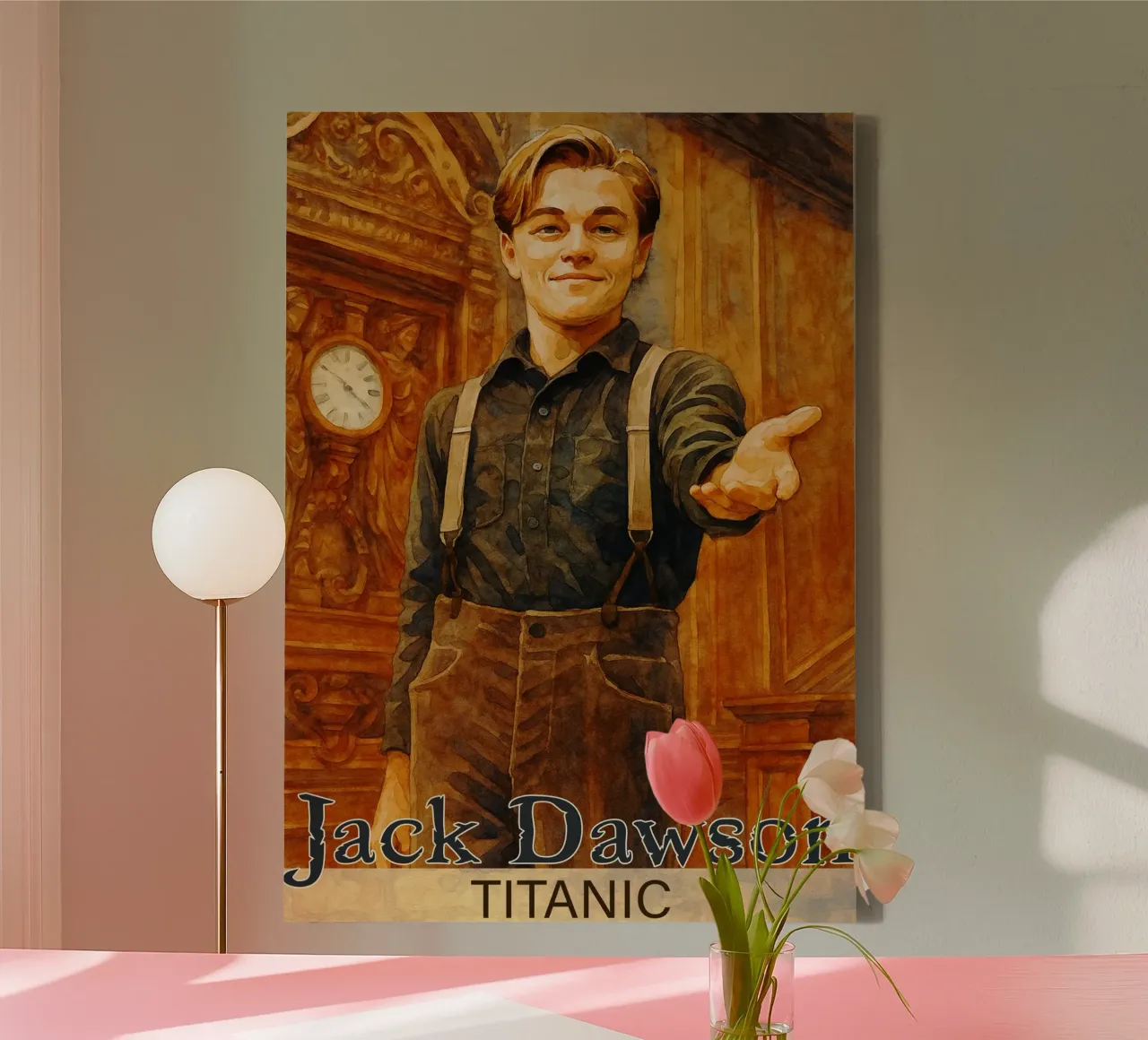 Jack Dawson - Titanic-schilderij die verbeelding hertekent canvas met Baklijst van MOKAIYA