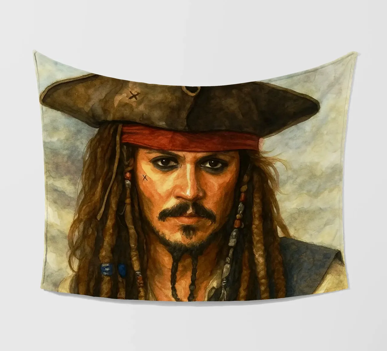 Jack Sparrow Repainting Imagination Redrawing fleece blanket by MOKAIYA