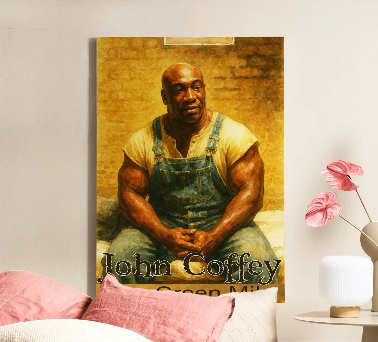 John Coffey - The Green Mile Painting Redrawing Imagination canvas with Floater frame by MOKAIYA