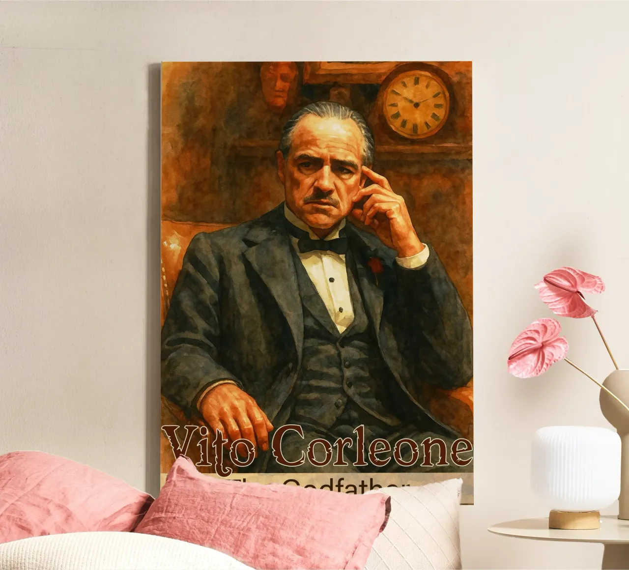Vito Corleone - Il dipinto del Padrino Ridisegnare l'immaginazione tela con Cornice a cassetta da MOKAIYA