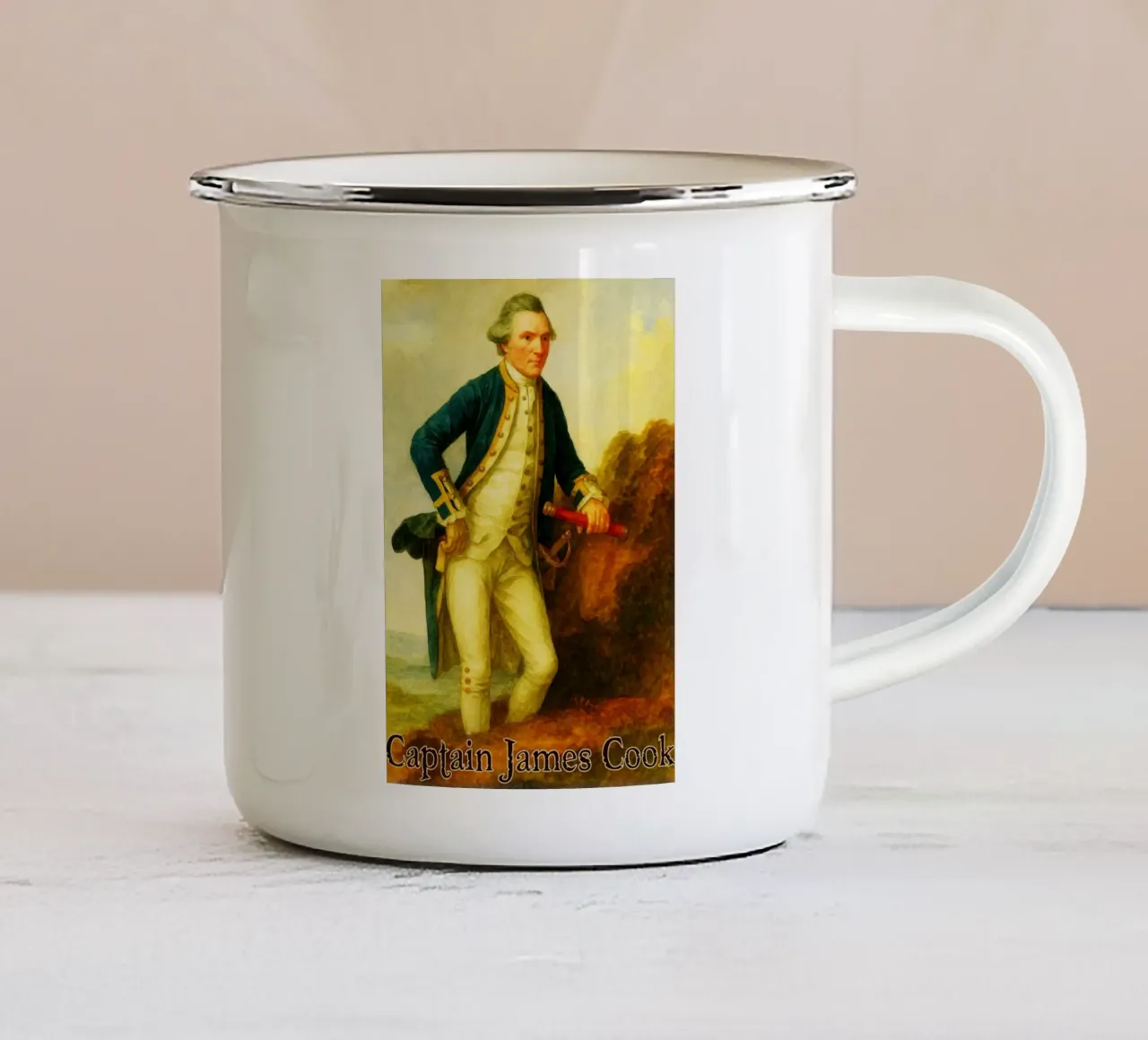 Il Capitano James Cook Riparare l'immaginazione Ridisegnare tazza in smalto da MOKAIYA