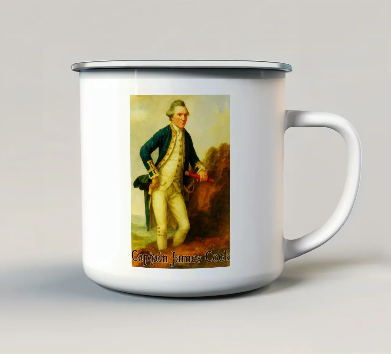 Il Capitano James Cook Riparare l'immaginazione Ridisegnare tazza in smalto da MOKAIYA