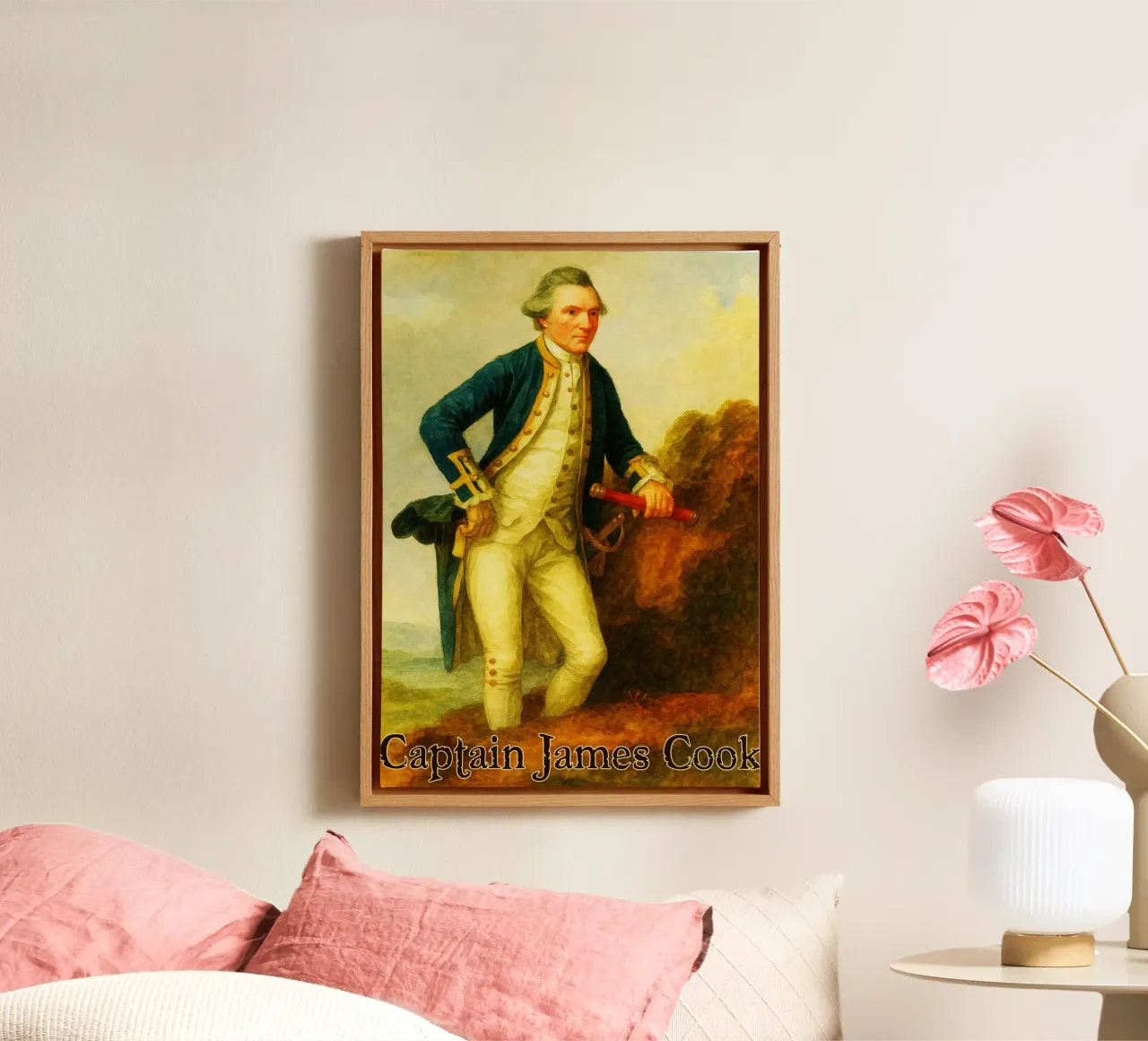 Il Capitano James Cook Riparare l'immaginazione Ridisegnare tela con Cornice a cassetta da MOKAIYA