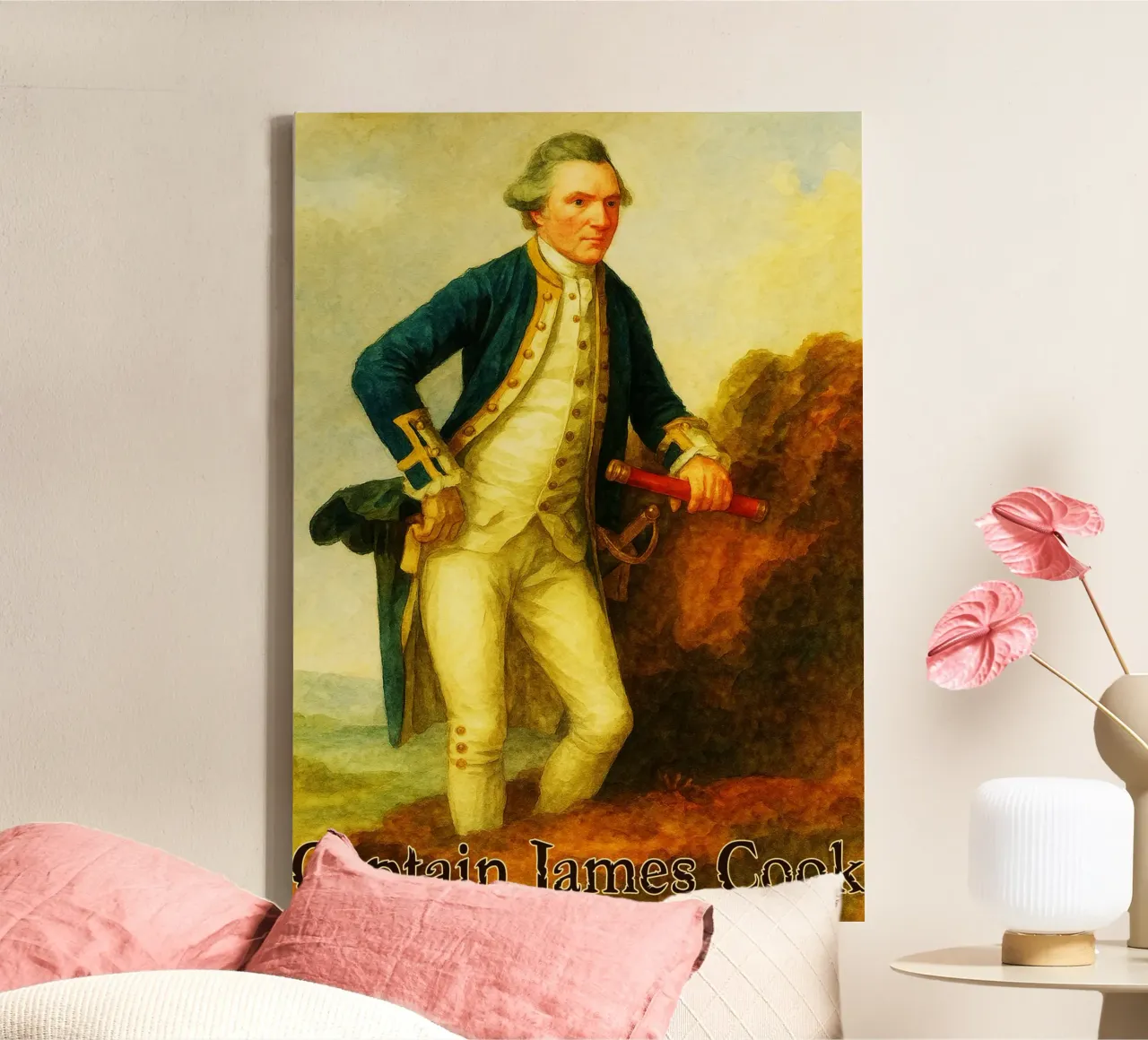 Il Capitano James Cook Riparare l'immaginazione Ridisegnare tela con Cornice a cassetta da MOKAIYA