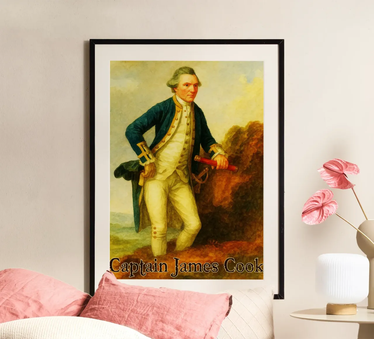 Il Capitano James Cook Riparare l'immaginazione Ridisegnare poster con telaio in plastica da MOKAIYA