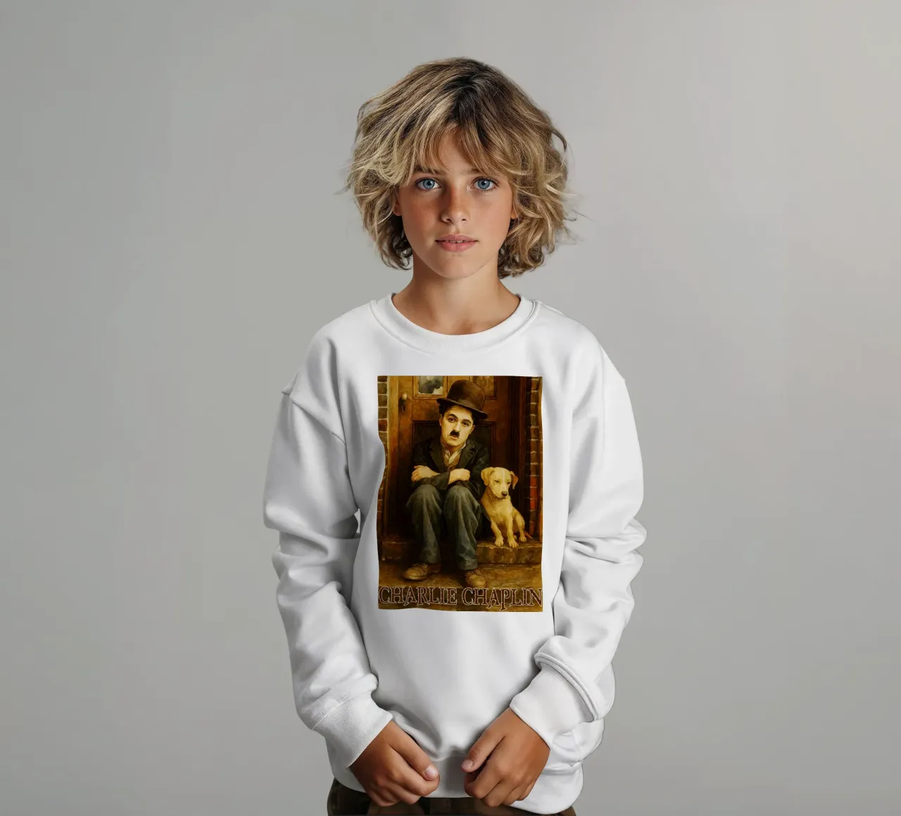 Charlie Chaplin Riparare l'immaginazione Ridisegnare felpa bambino da MOKAIYA