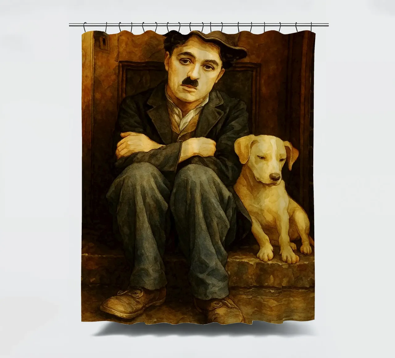 Charlie Chaplin Repeindre Imagination Redessiner rideau de douche de MOKAIYA