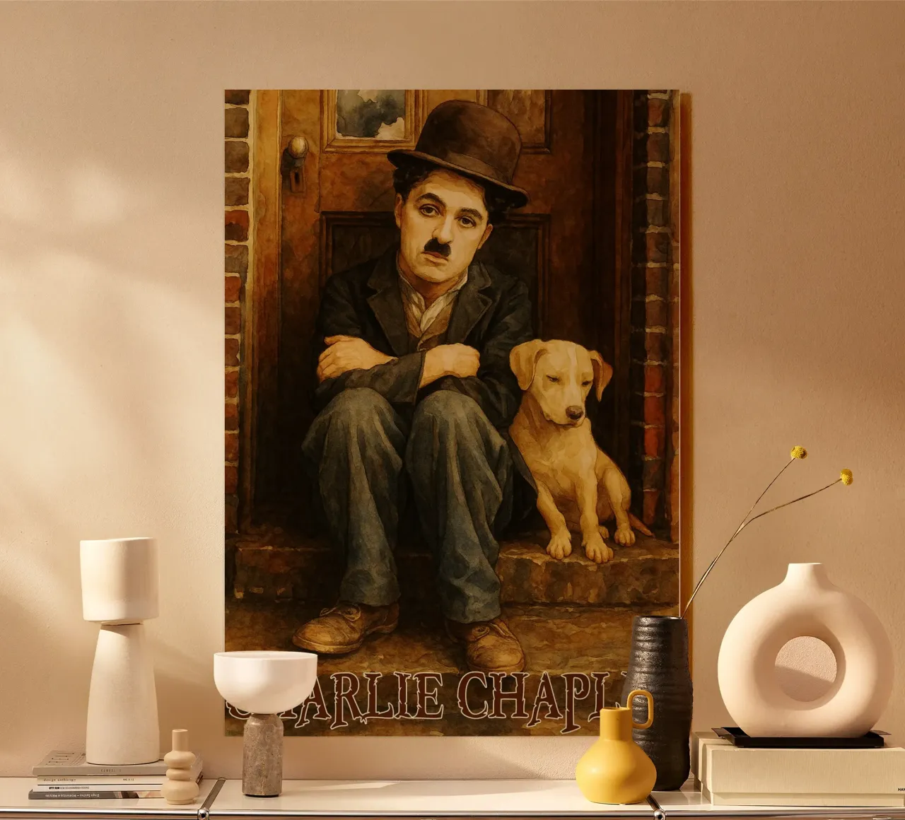 Charlie Chaplin Repeindre Imagination Redessiner plexiglas de MOKAIYA