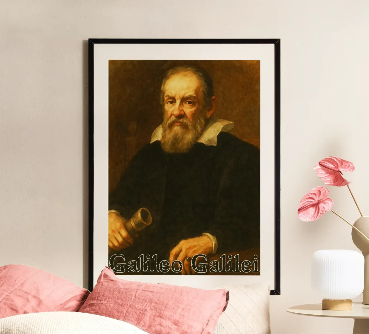 Galileo Galilei Riparlare l'immaginazione Ridisegnare poster con telaio in legno da MOKAIYA