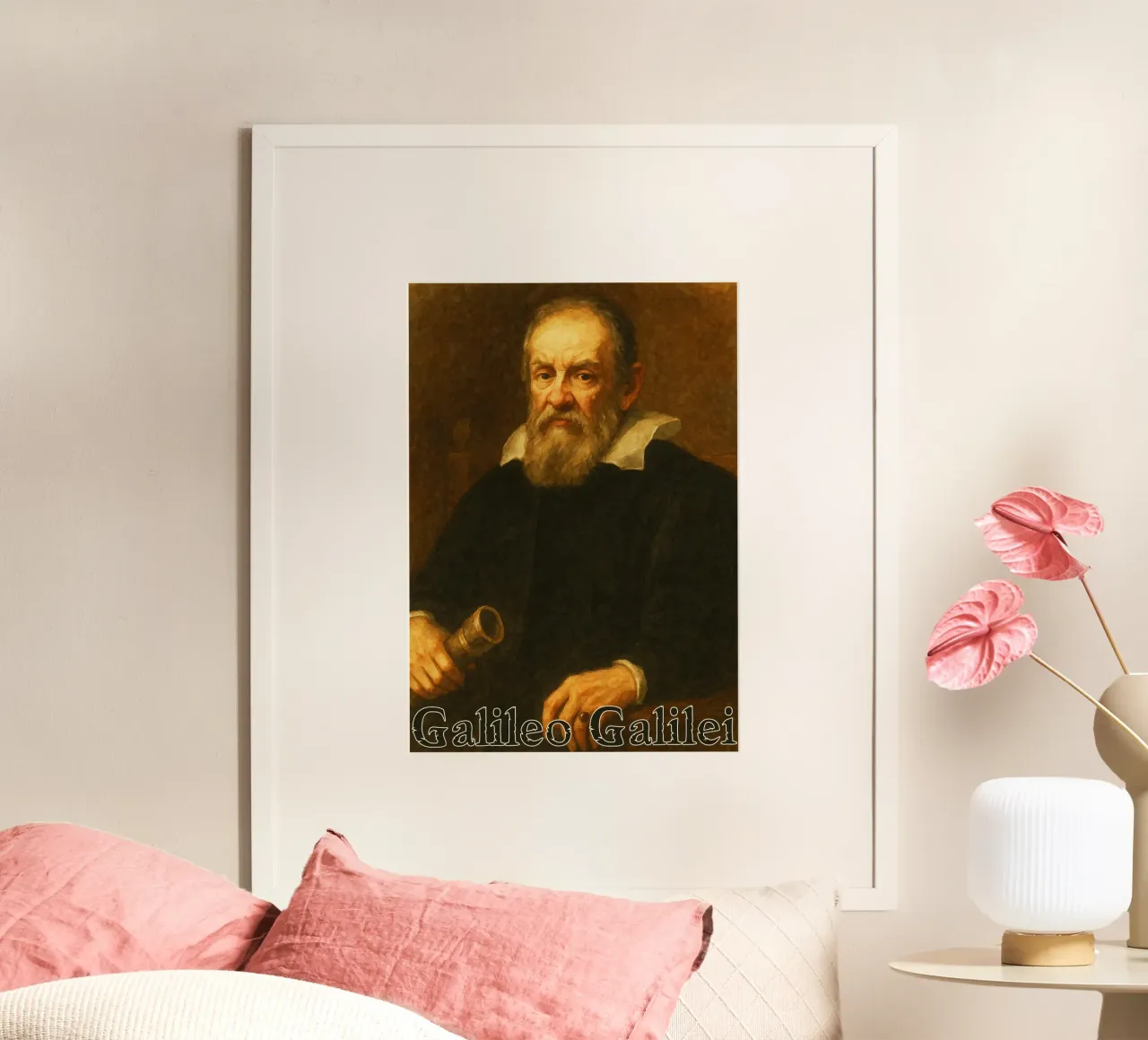 Galileo Galilei Riparlare l'immaginazione Ridisegnare poster con telaio in legno da MOKAIYA