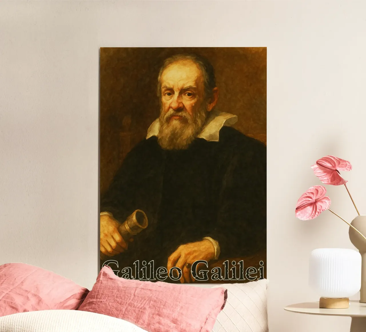 Galileo Galilei Riparlare l'immaginazione Ridisegnare poster con telaio in legno da MOKAIYA