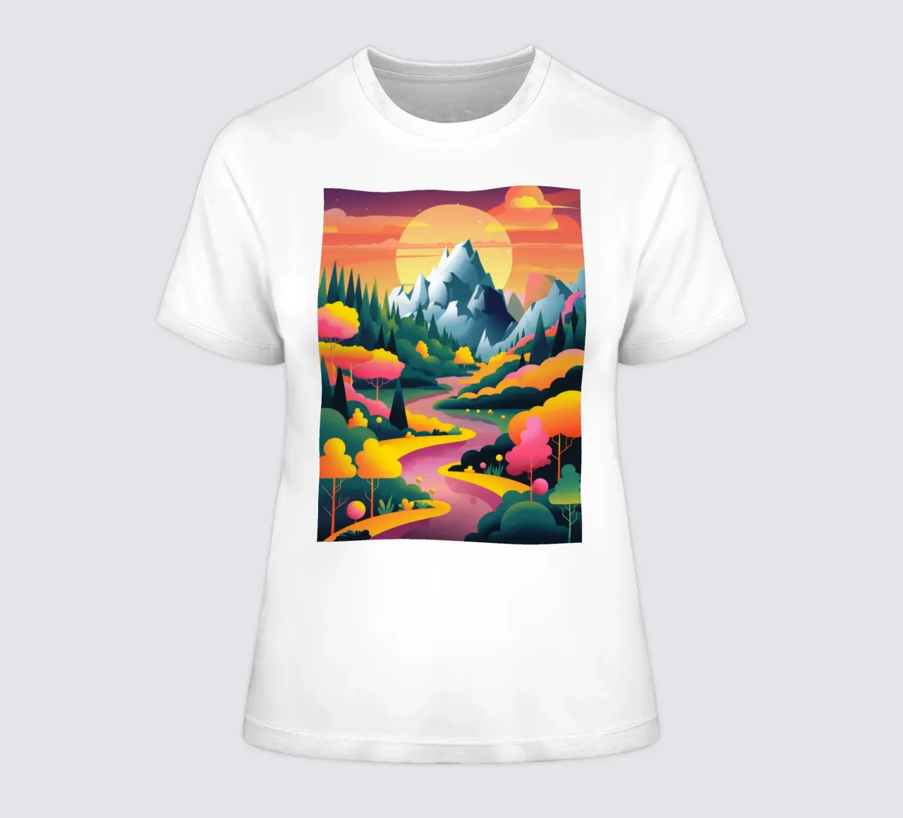 Majestic Sunset Symphony women's fitted t-shirt by Fine Sanctuary