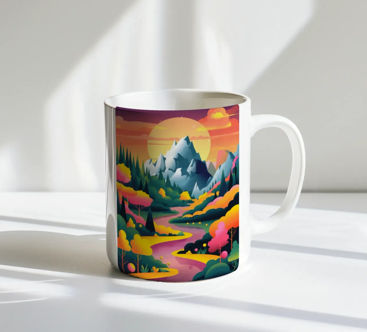 Majestic Sunset Symphony ceramic mug by Fine Sanctuary