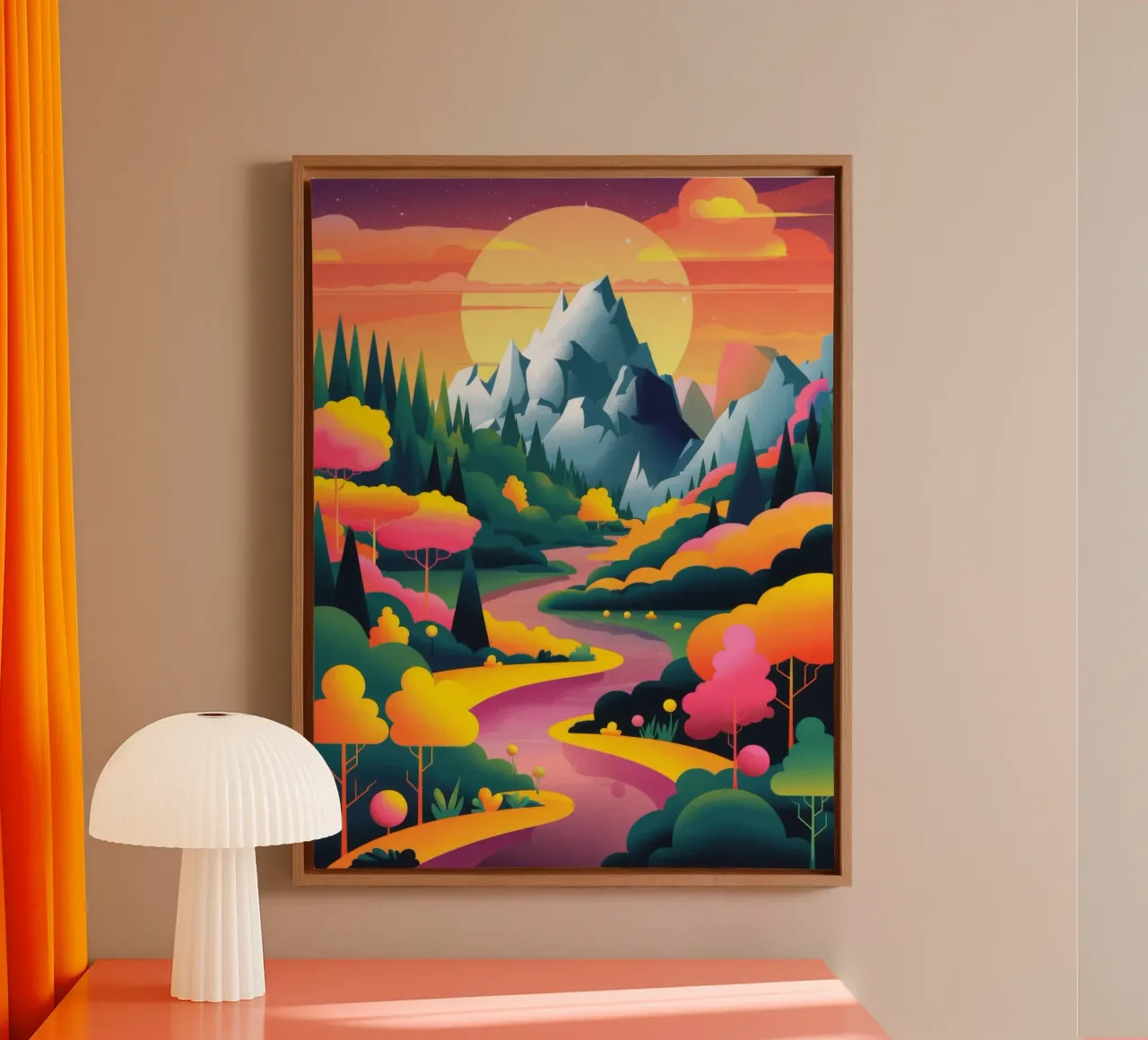 Majestic Sunset Symphony canvas with Floater frame by Fine Sanctuary