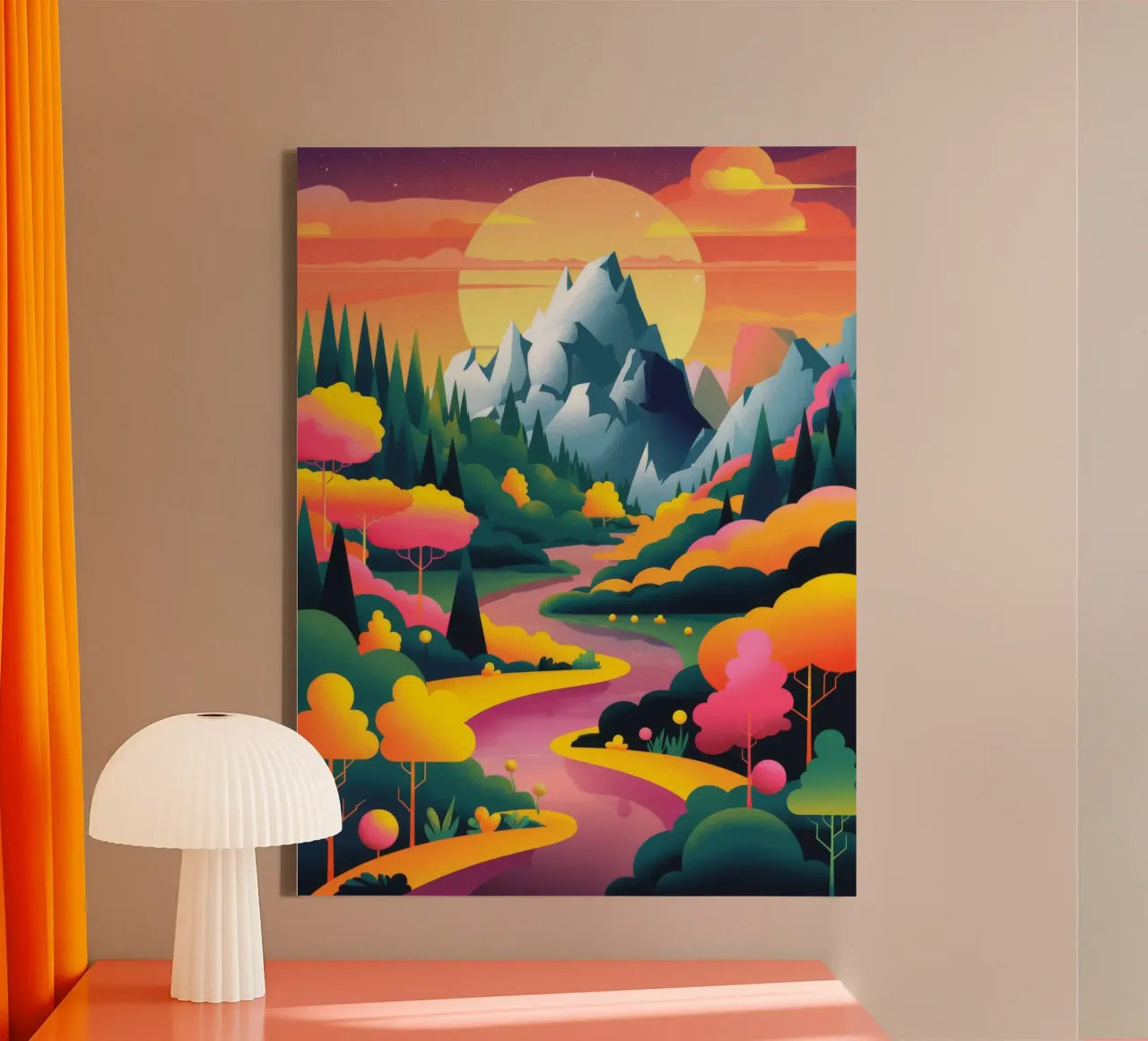 Majestic Sunset Symphony canvas with Floater frame by Fine Sanctuary