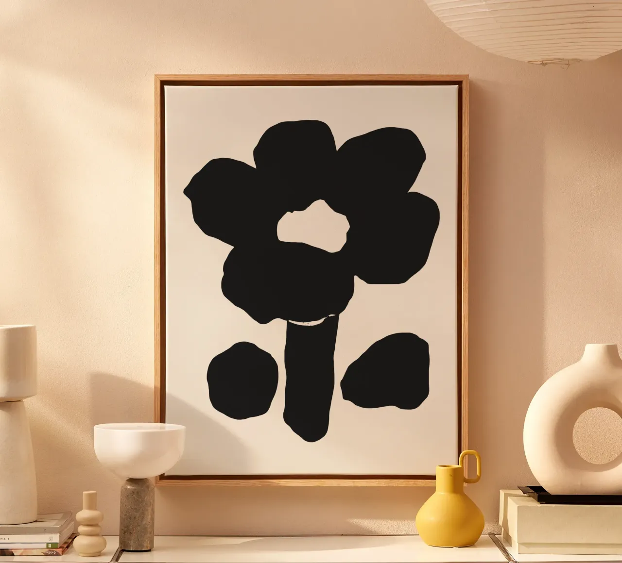 Bold silhouette flower canvas by Little Dean