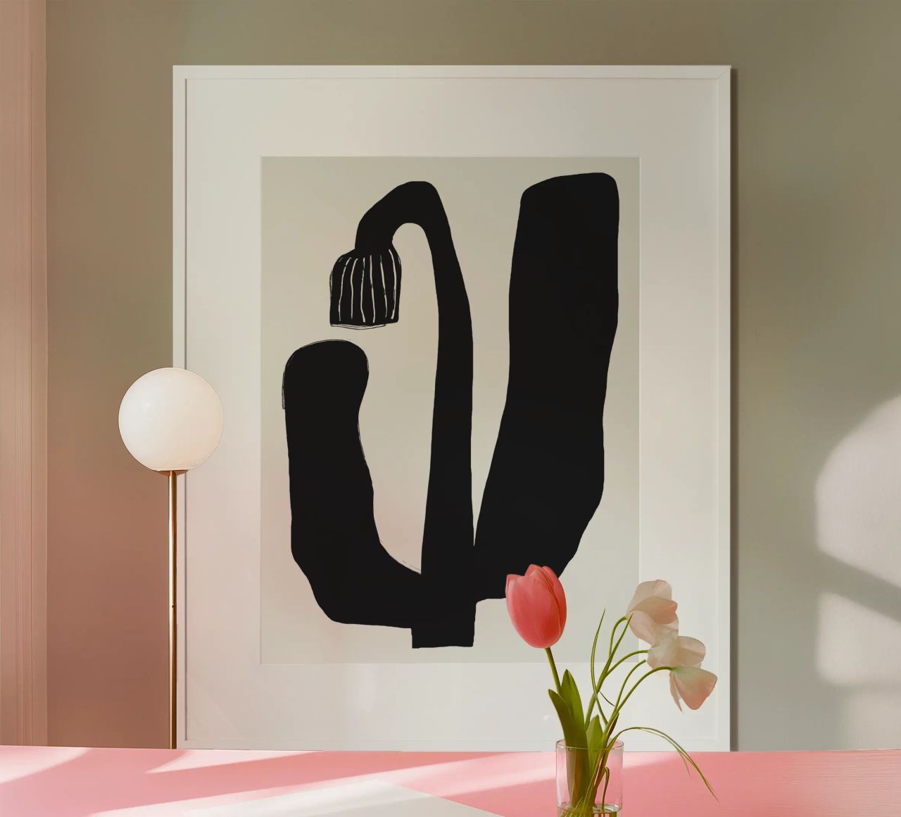 Minimalisme encre fleur poster de Little Dean