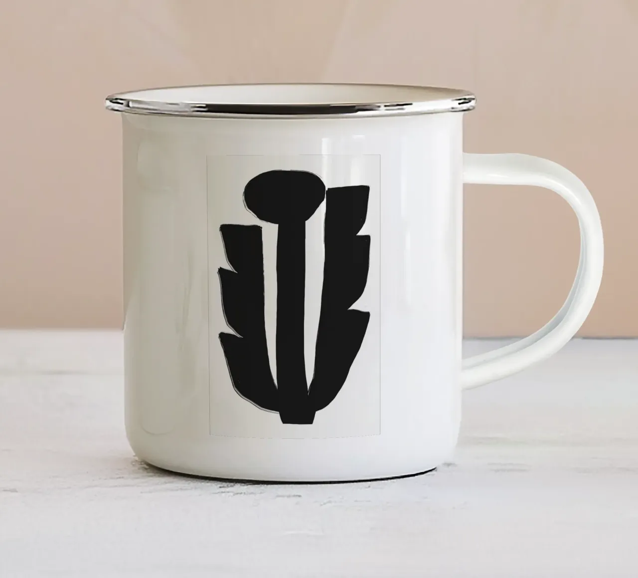 Fiore nero in grassetto tazza in smalto da Little Dean