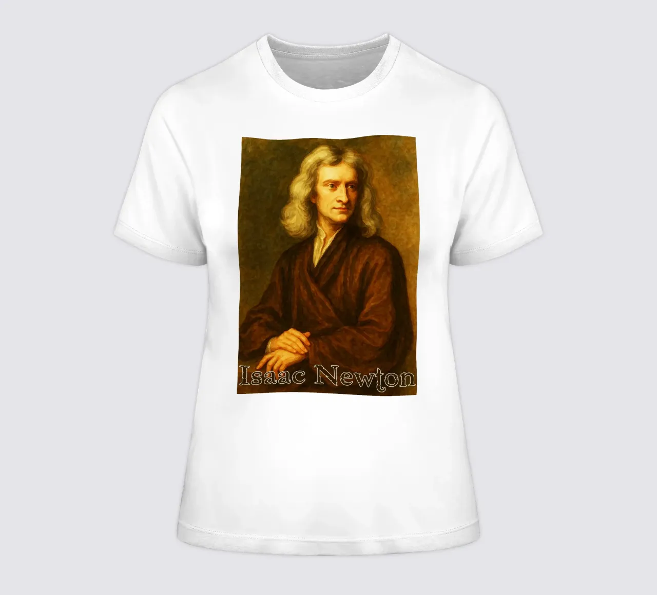 Isaac Newton Repainting Imagination Redrawing women's fitted t-shirt by MOKAIYA