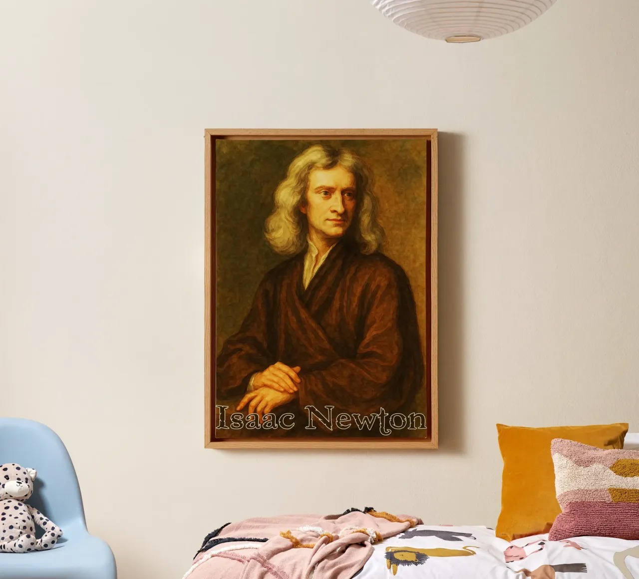 Isaac Newton Repainting Imagination Redrawing canvas by MOKAIYA