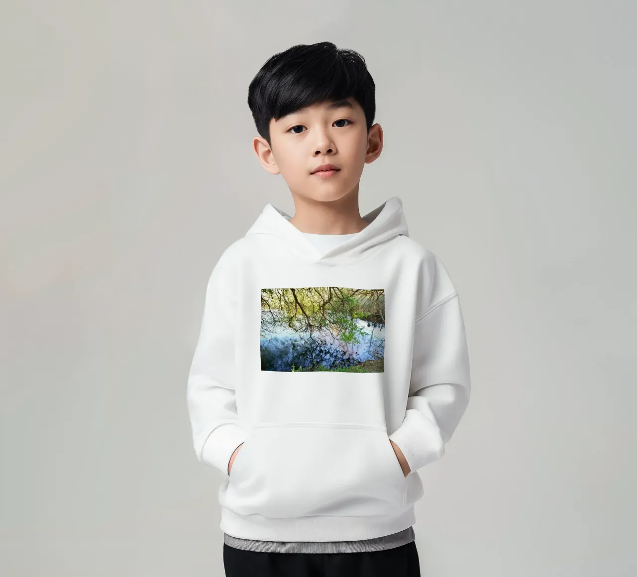 FAA297. REFLECTIONS ON THE LAKE. kids hoodie by Thierry vobmann photography