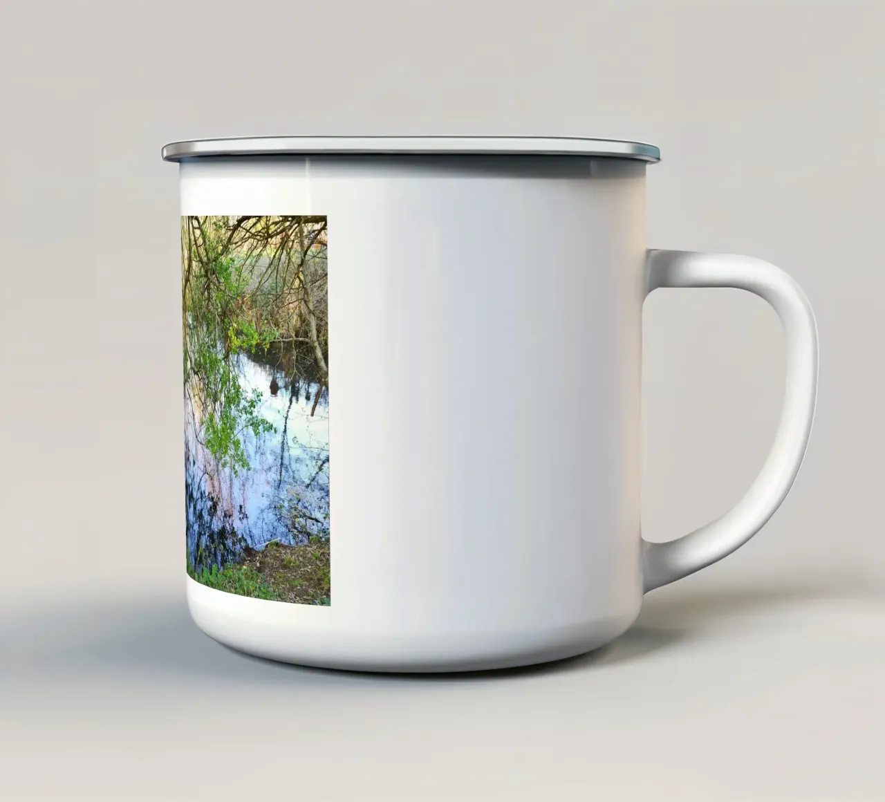 FAA297. REFLECTIONS ON THE LAKE. tazza in smalto da Thierry vobmann photography