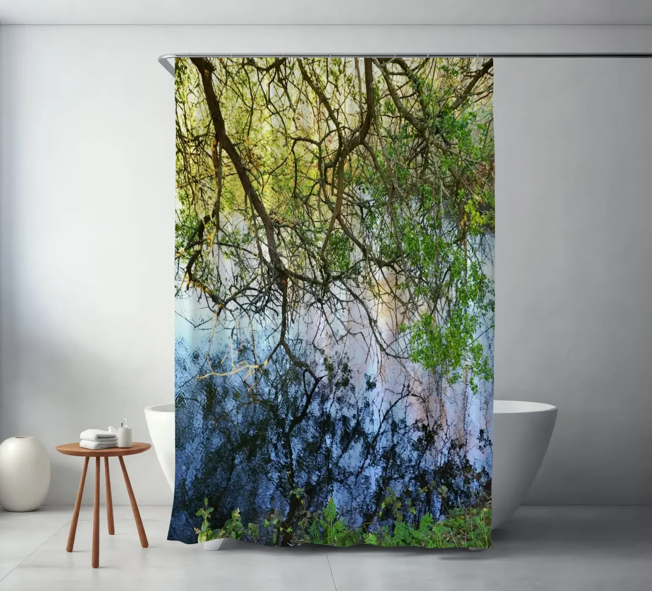 FAA297. REFLECTIONS ON THE LAKE. shower curtain by Thierry vobmann photography