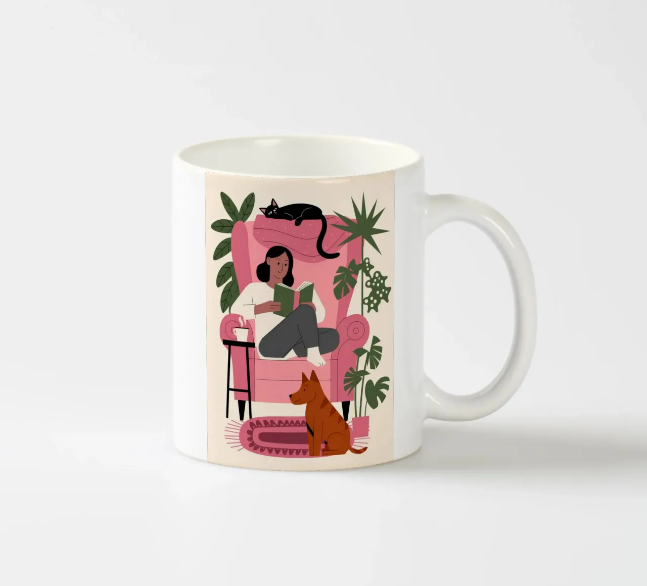 Serene Reading Refuge ceramic mug by Fine Sanctuary