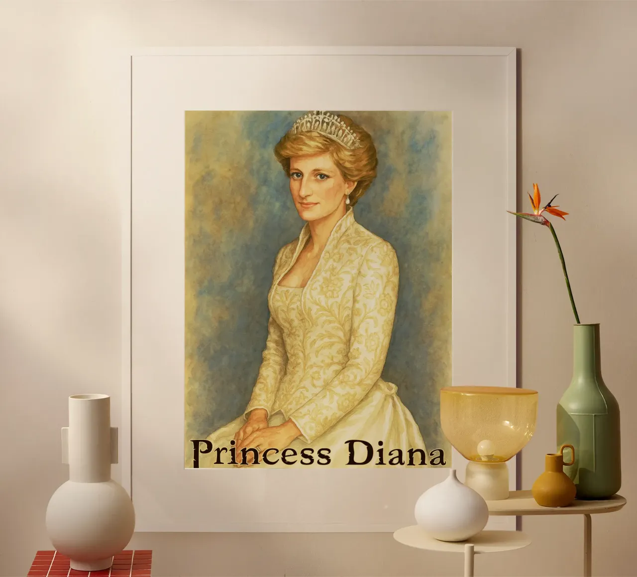 Prinses Diana herschilderen verbeelding hertekenen poster met houten frame van MOKAIYA