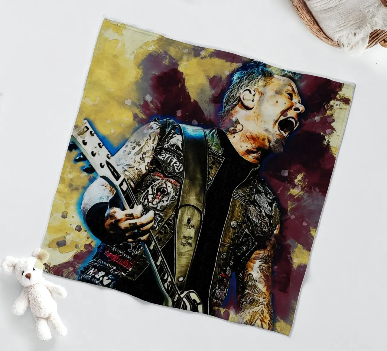Smudge of James Hetfield fleece blanket by Gunawan Rb